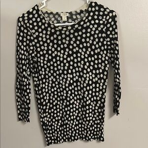 J. Crew Black and White Ribbed Fitted Sweater